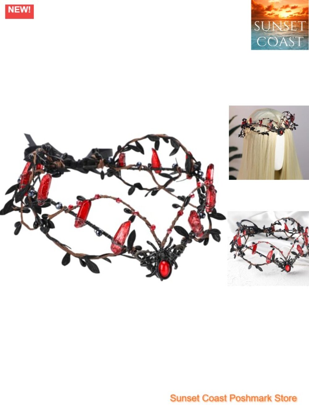 Crystal Witch Crown Headpiece Fairy Raw Quartz Circlet Renaissance Halloween